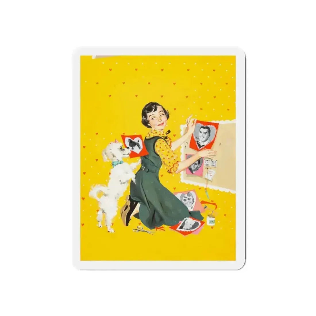 Calling All Girls, cover illustration, February 1957 (Magazine Illustration) Refrigerator Magnet - The Sticker Space