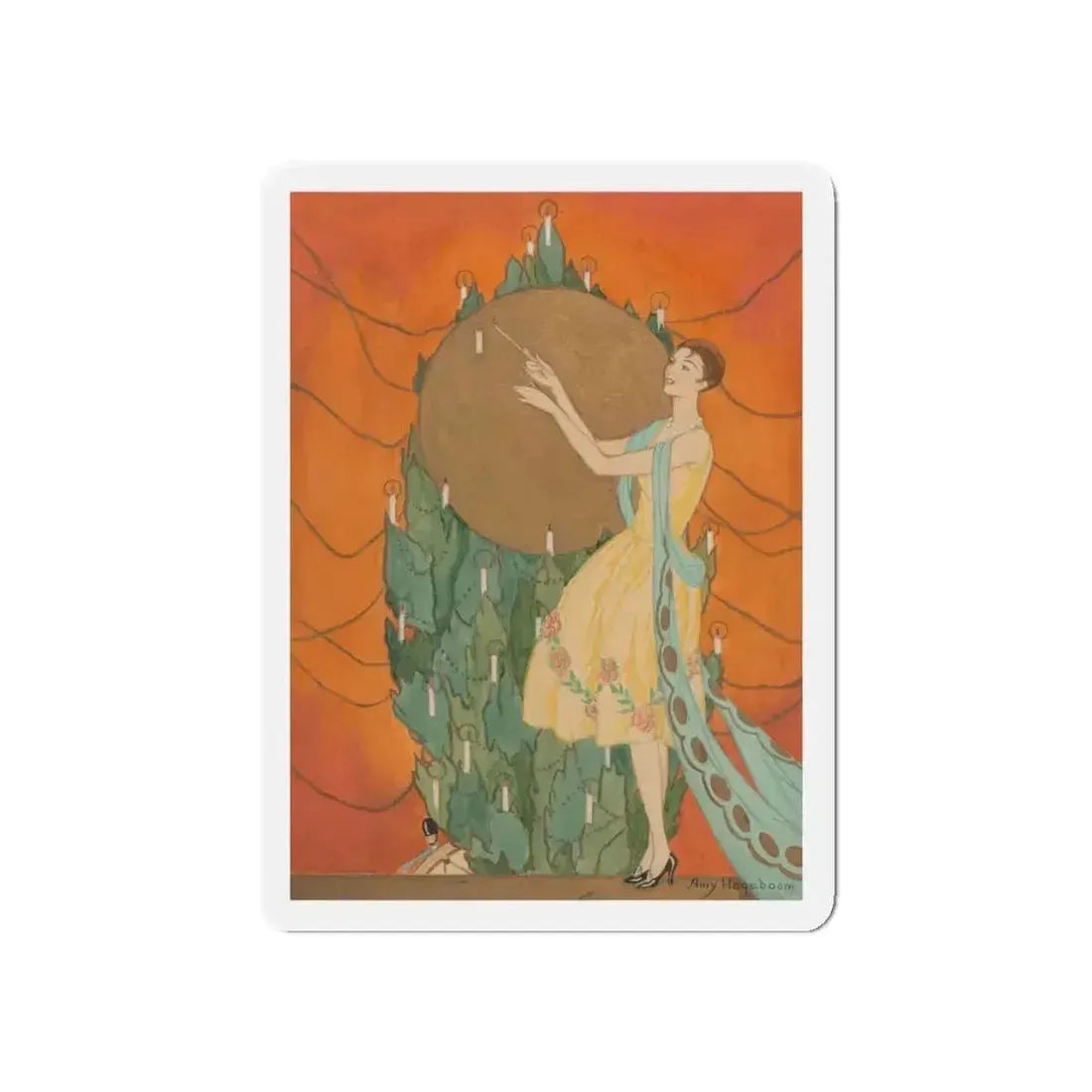 Candle Lighting, Golden Book cover, December 1926 (Magazine Illustration) Refrigerator Magnet - The Sticker Space