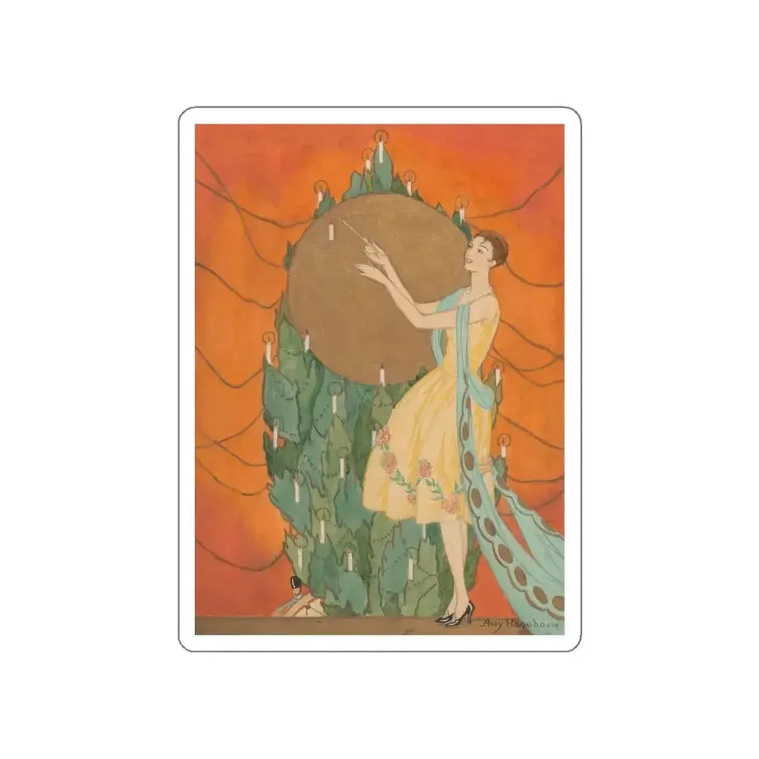 Candle Lighting, Golden Book cover, December 1926 (Magazine Illustration) STICKER Vinyl Die-Cut Decal - The Sticker Space