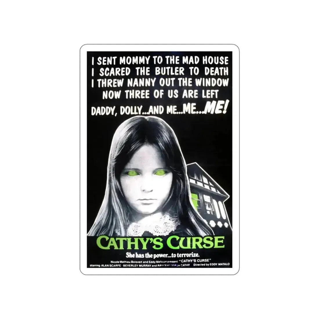 CATHY'S CURSE 1977 Movie Poster STICKER Vinyl Die-Cut Decal - The Sticker Space