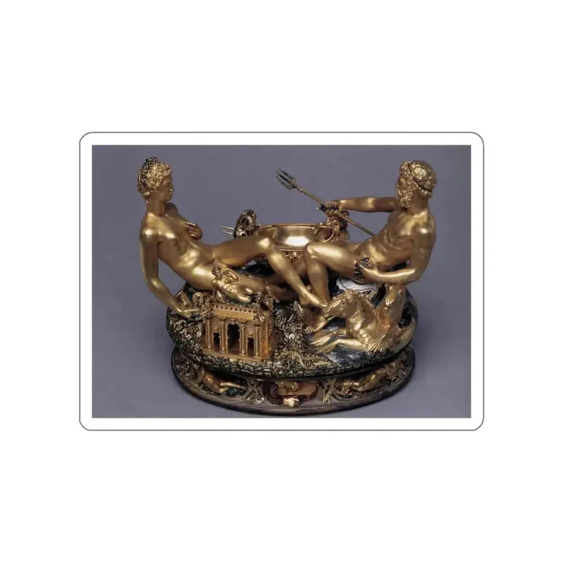 CELLINI, Benvenuto - Salt Cellar2 (Artwork) STICKER Vinyl Die-Cut Decal White Die-Cut 4 Inch - The Sticker Space