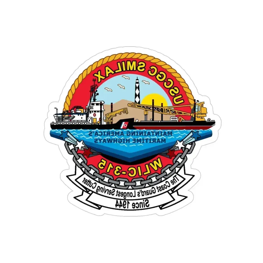 CGC Smilax WLIC 315 (U.S. Coast Guard) REVERSE PRINT Transparent Die-Cut STICKER - The Sticker Space