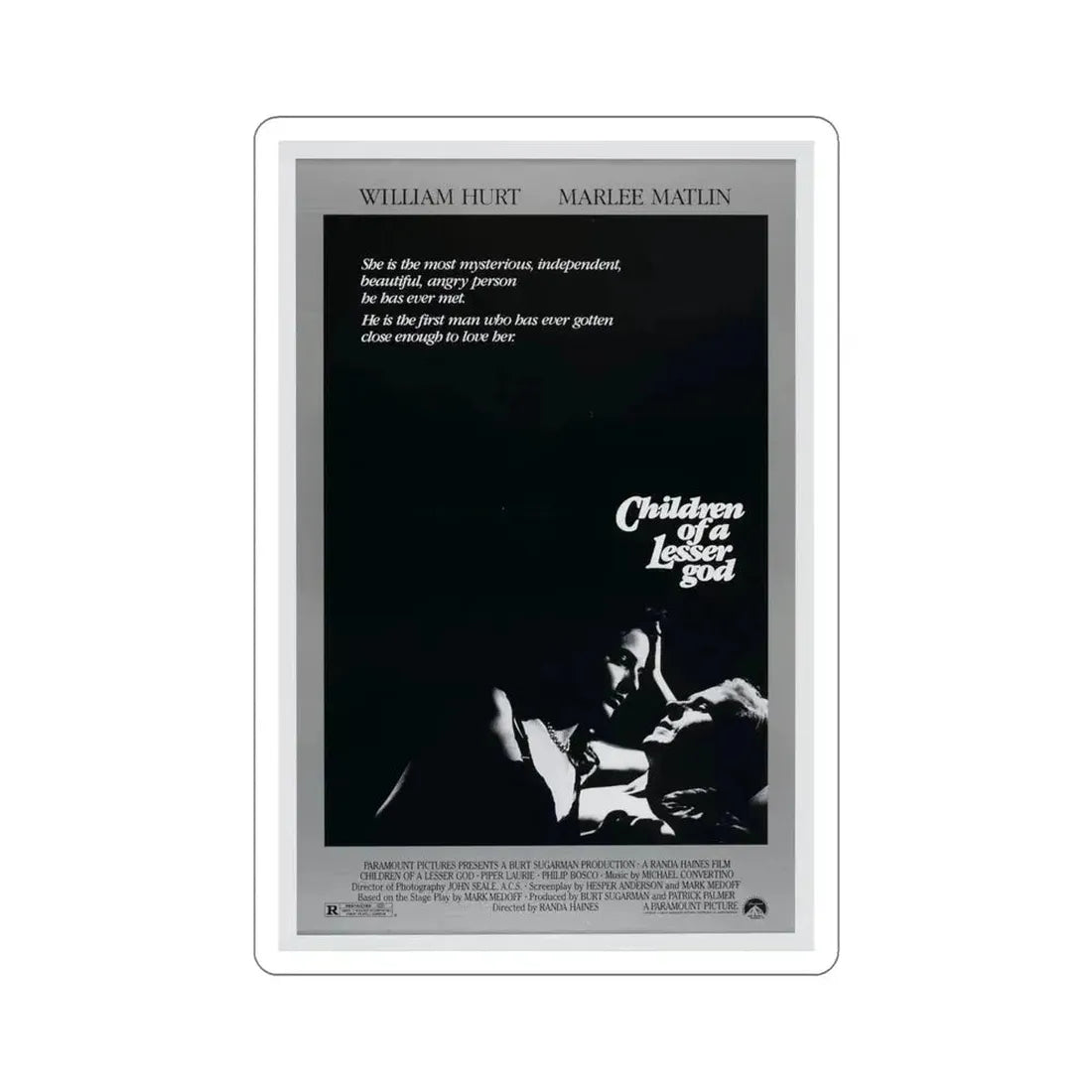 Children of a Lesser God 1986 Movie Poster STICKER Vinyl Die-Cut Decal - The Sticker Space