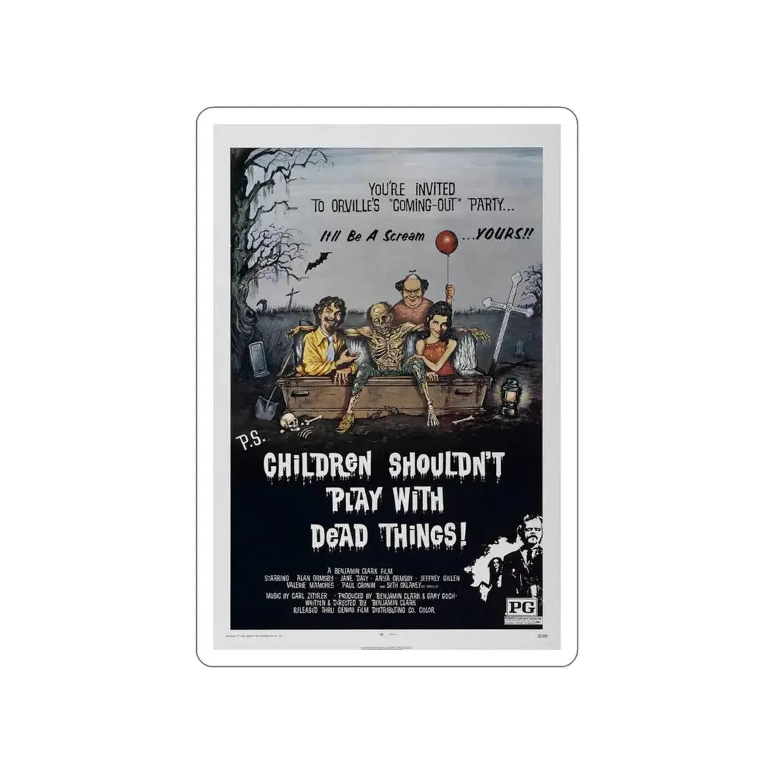 CHILDREN SHOULDN'T PLAY WITH DEAD THINGS 1972 Movie Poster STICKER Vinyl Die-Cut Decal - The Sticker Space
