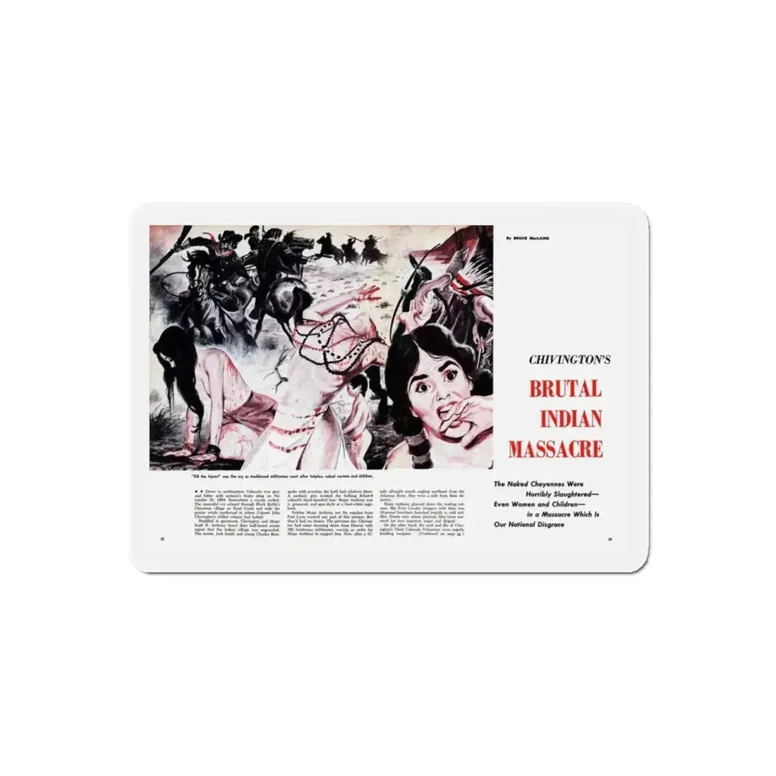 Chivington's Brutal Indian Massacre, Sir! magazine, July 1959 (Magazine Illustration) Refrigerator Magnet - The Sticker Space