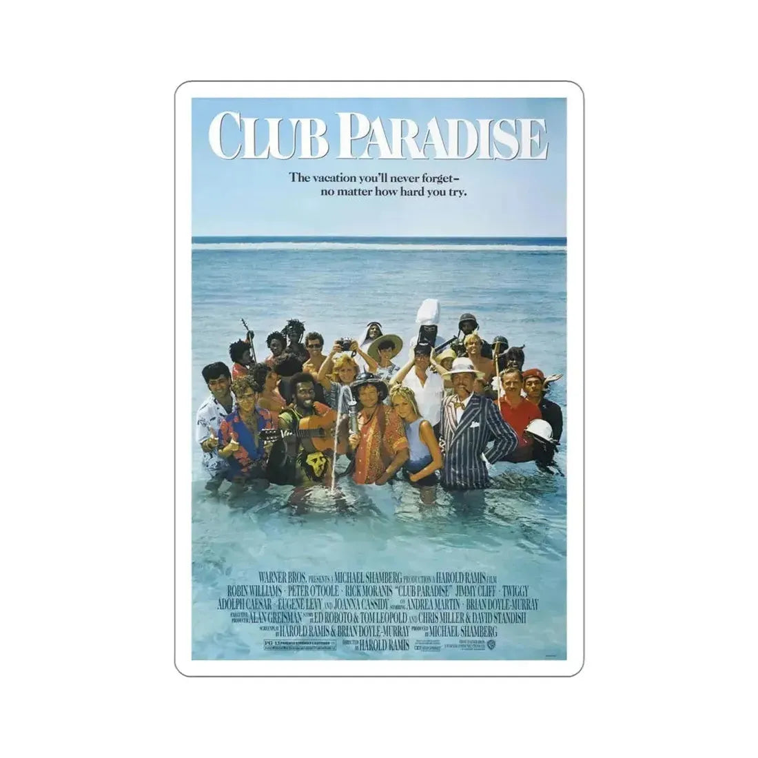 Club Paradise 1986 Movie Poster STICKER Vinyl Die-Cut Decal - The Sticker Space