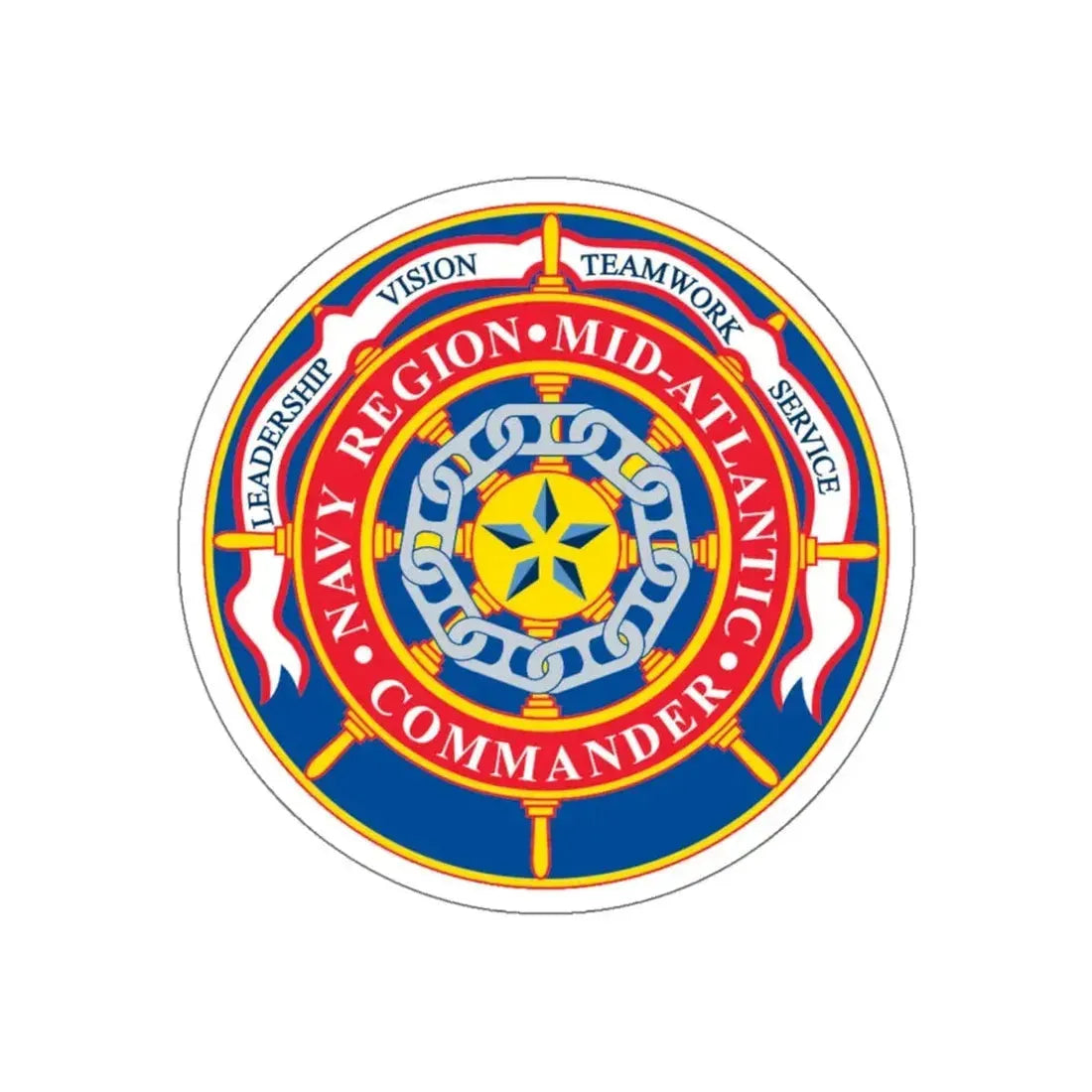 CMNDR Navy Region Mid Atlantic (U.S. Navy) STICKER Vinyl Kiss-Cut Decal 6 Inch White - The Sticker Space