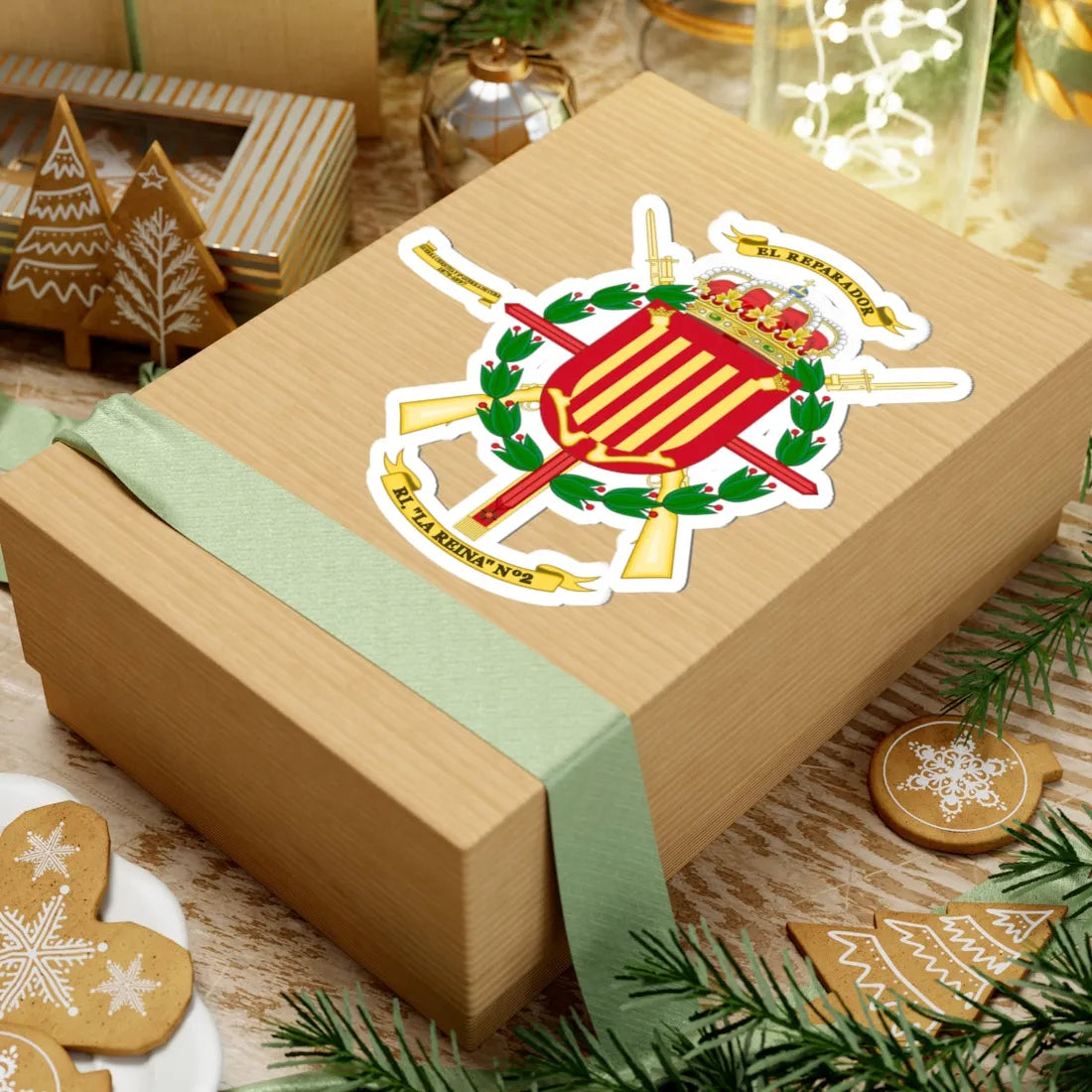 Coat of Arms of 2nd Infantry Regiment La Reina (Spain) (Coat of Arms) STICKER Vinyl Kiss-Cut Decal - The Sticker Space