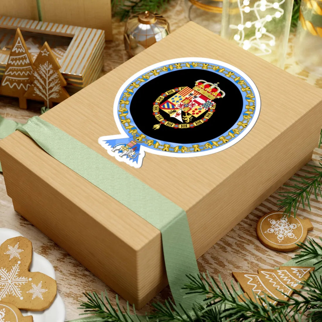 Coat of Arms of Alfonso XIII of Spain Order of the Elephant Variant (Denmark) (Coat of Arms) STICKER Vinyl Kiss-Cut Decal - The Sticker Space