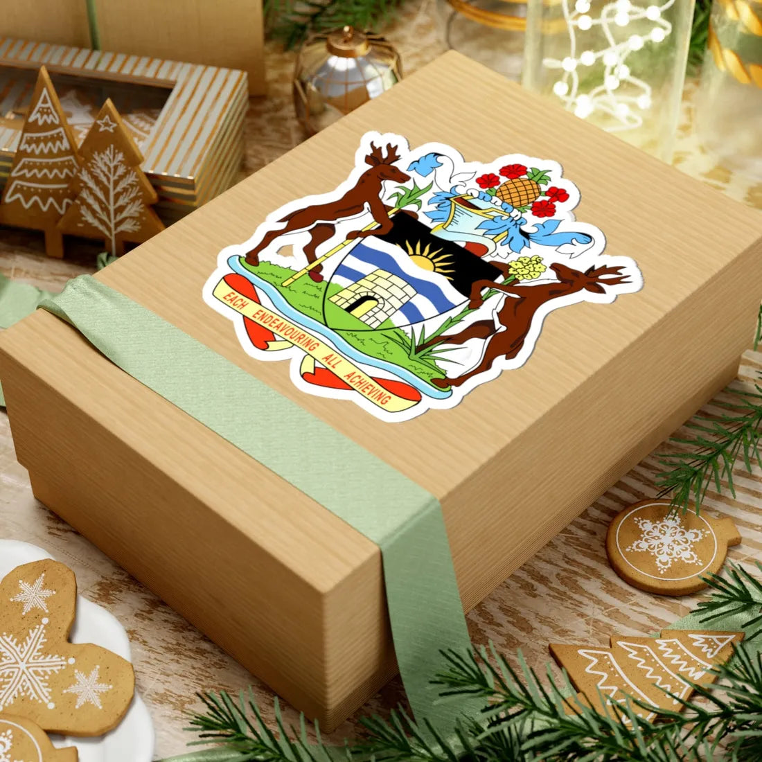 Coat of arms of Antigua and Barbuda (Antigua and Barbuda) (Coat of Arms) STICKER Vinyl Kiss-Cut Decal - The Sticker Space