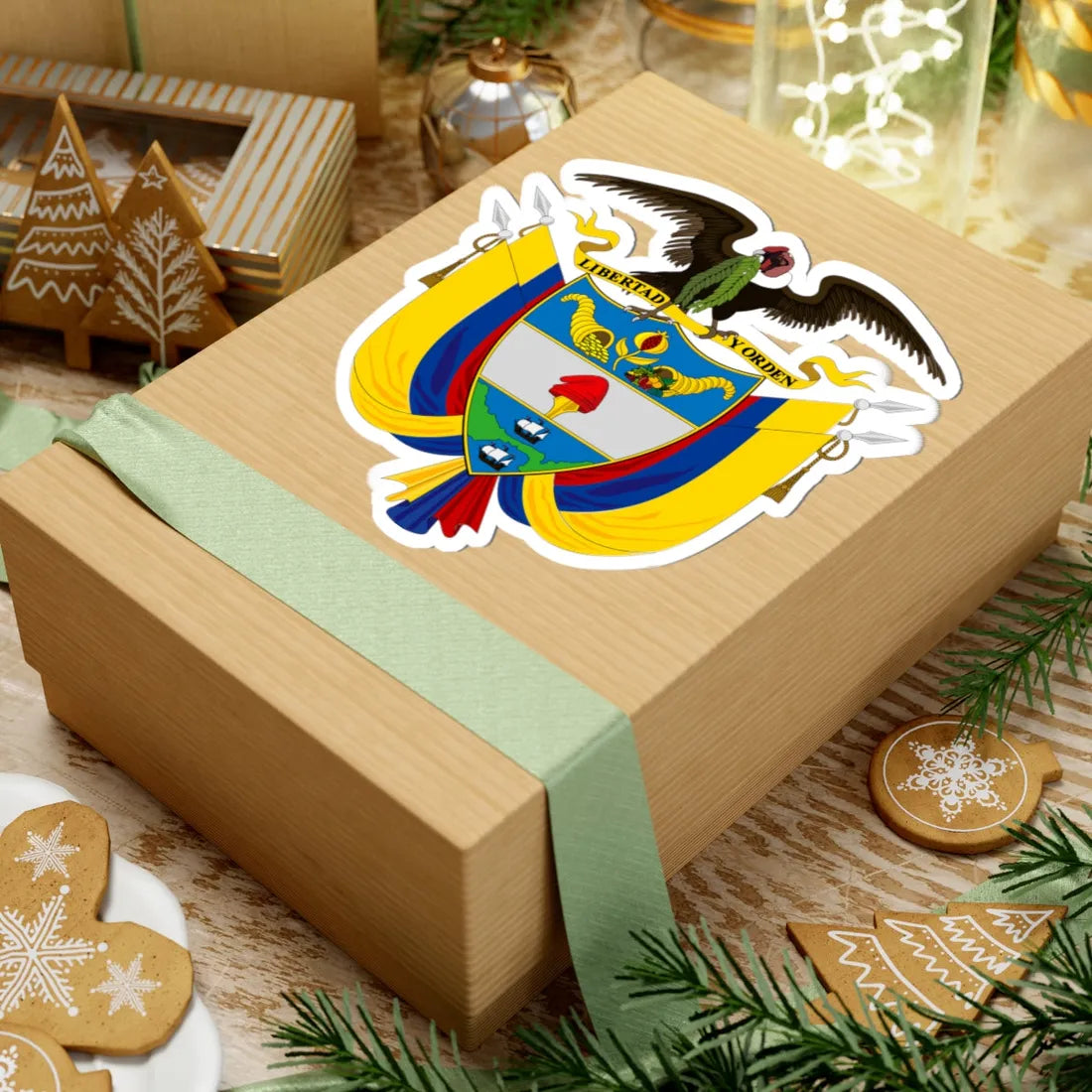 Coat of arms of Colombia Regular use (Colombia) (Coat of Arms) STICKER Vinyl Kiss-Cut Decal - The Sticker Space