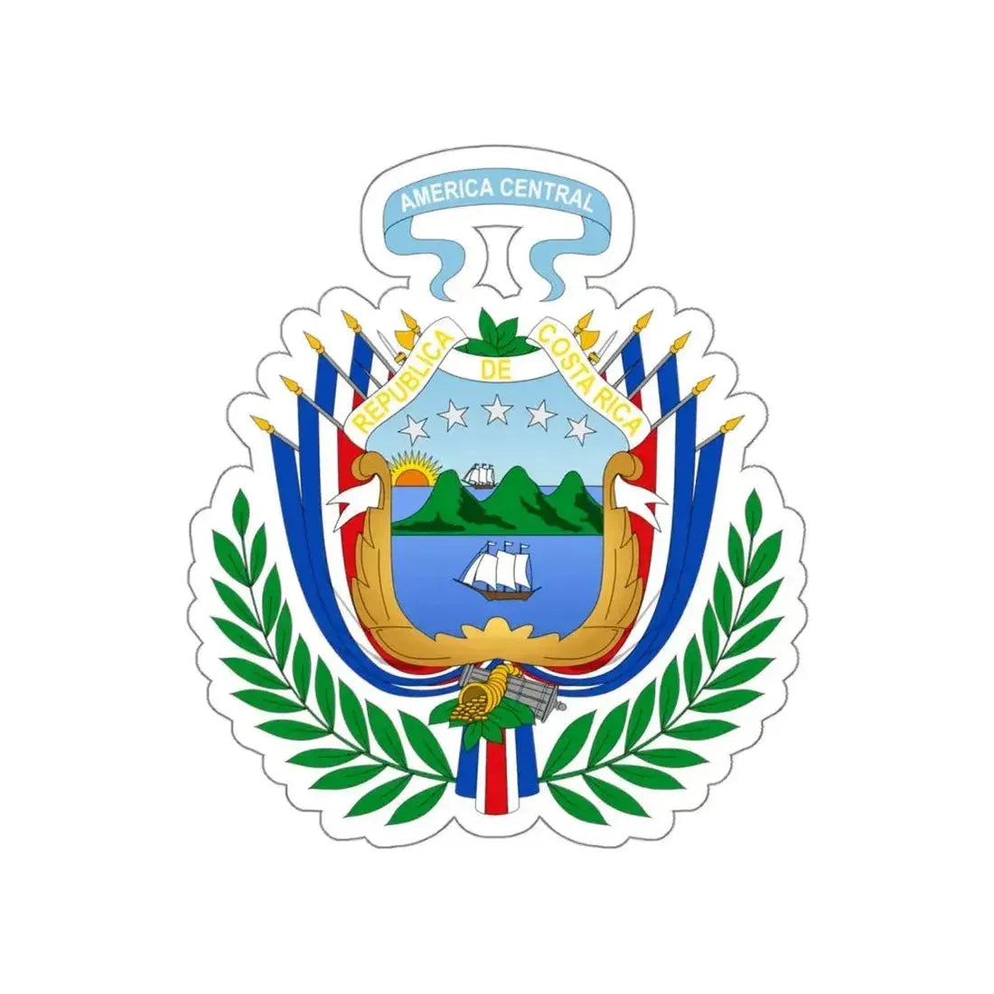 Coat of arms of Costa Rica (1848-1906) STICKER Vinyl Die-Cut Decal - The Sticker Space