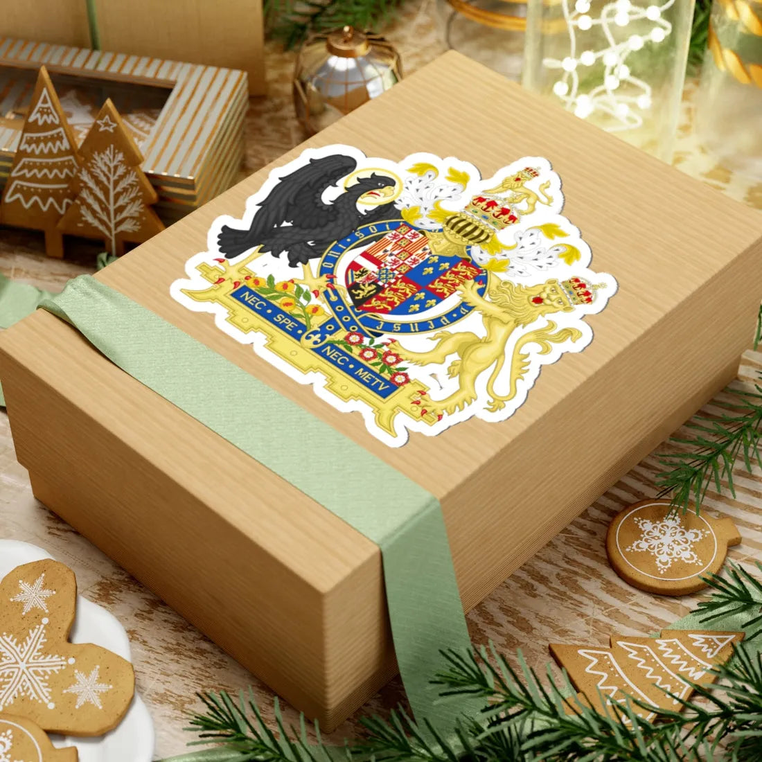 Coat of Arms of Philip II of Spain and Mary I of England 1554-1558 Variant 1 Shield 2 Motto 2 (England) (Coat of Arms) STICKER Vinyl Kiss-Cut Decal - The Sticker Space