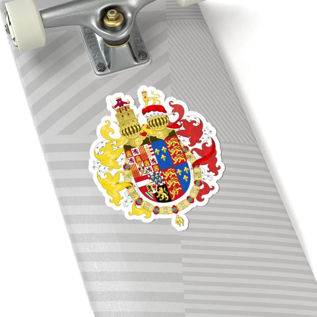 Coat of Arms of Philip II of Spain with Germanic Ornaments 1556-1558 (Spain) (Coat of Arms) STICKER Vinyl Kiss-Cut Decal - The Sticker Space
