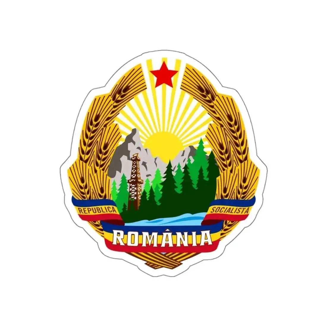 Coat of arms of Romania (1965–1989) STICKER Vinyl Die-Cut Decal - The Sticker Space