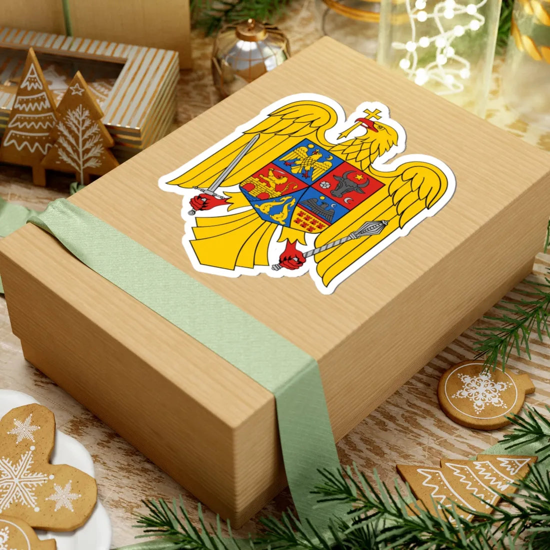 Coat of arms of Romania Eagle 1992-2016 (Oman) (Coat of Arms) STICKER Vinyl Kiss-Cut Decal - The Sticker Space