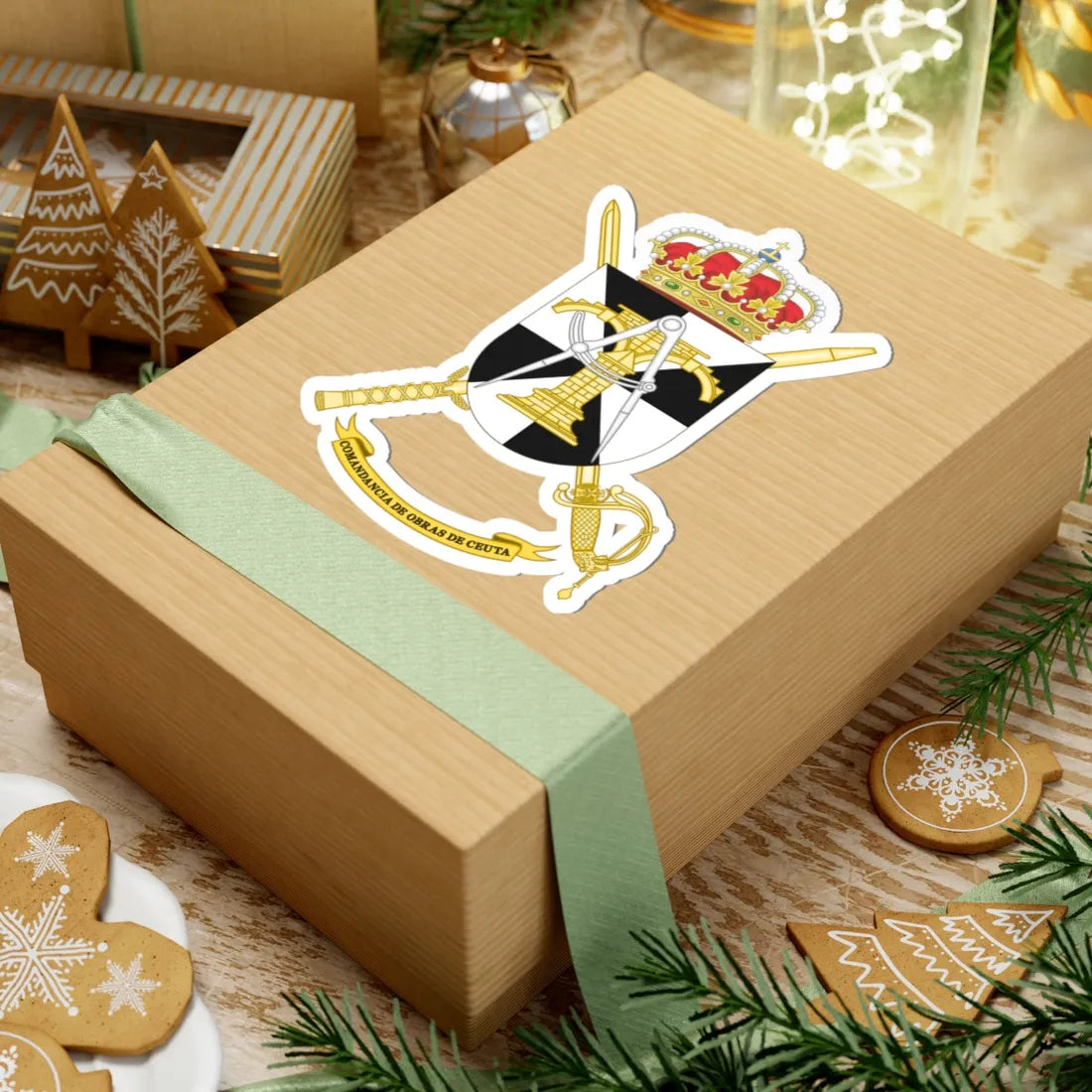 Coat of Arms of Spanish Army Ceuta Construction Command (Spain) (Coat of Arms) STICKER Vinyl Kiss-Cut Decal - The Sticker Space