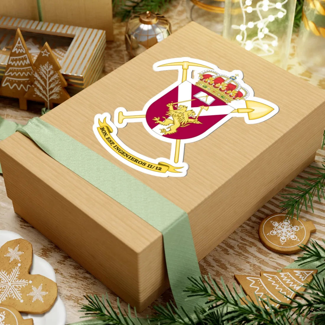 Coat of Arms of the 2nd-12 Railroad Building Battalion (Spain) (Coat of Arms) STICKER Vinyl Kiss-Cut Decal - The Sticker Space