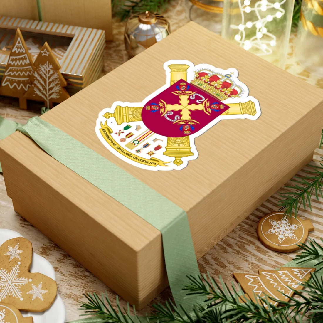 Coat of Arms of the 4th Coastal Artillery Regiment (Spain) (Coat of Arms) STICKER Vinyl Kiss-Cut Decal - The Sticker Space