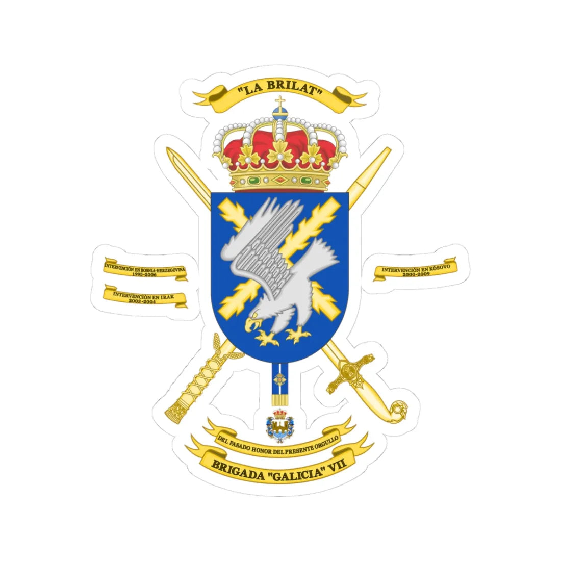 Coat of Arms of the 7th Brigade Galicia Polyvalent Brigade (Spain) (Coat of Arms) STICKER Vinyl Kiss-Cut Decal - The Sticker Space