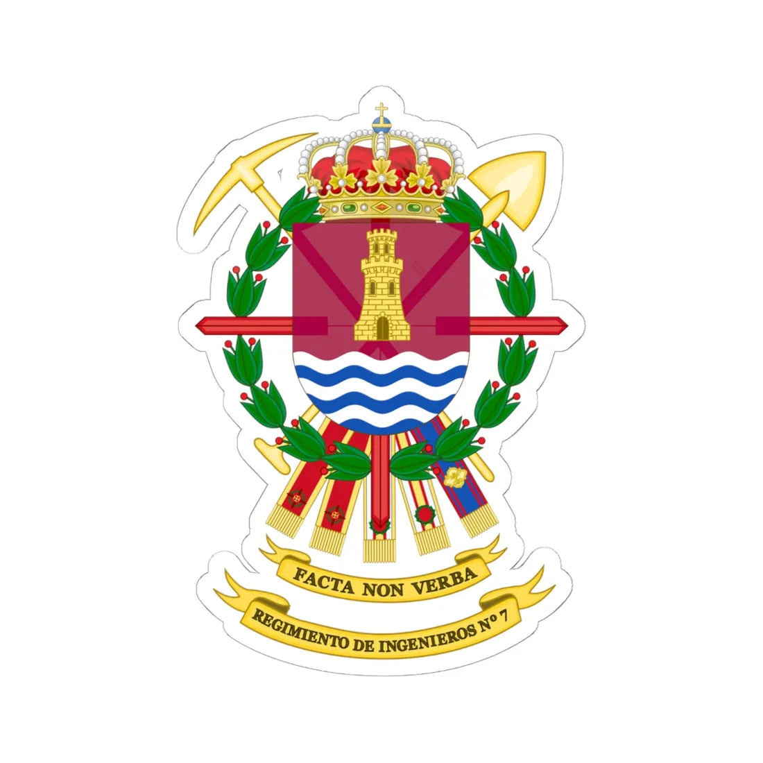 Coat of Arms of the 7th Engineer Regiment (Spain) (Coat of Arms) STICKER Vinyl Kiss-Cut Decal - The Sticker Space