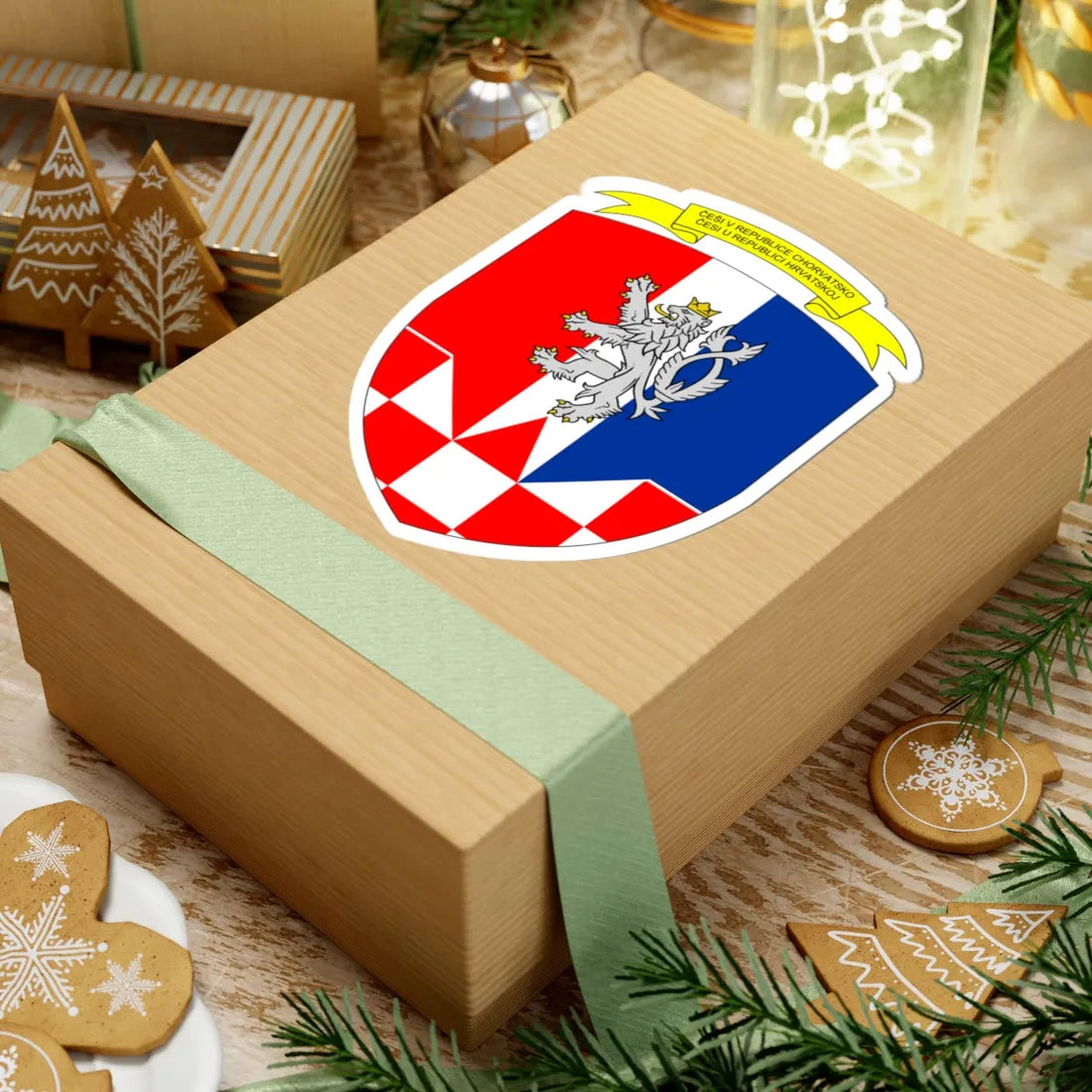 Coat of Arms of the Czechs in Croatia (Croatia) (Coat of Arms) STICKER Vinyl Kiss-Cut Decal - The Sticker Space