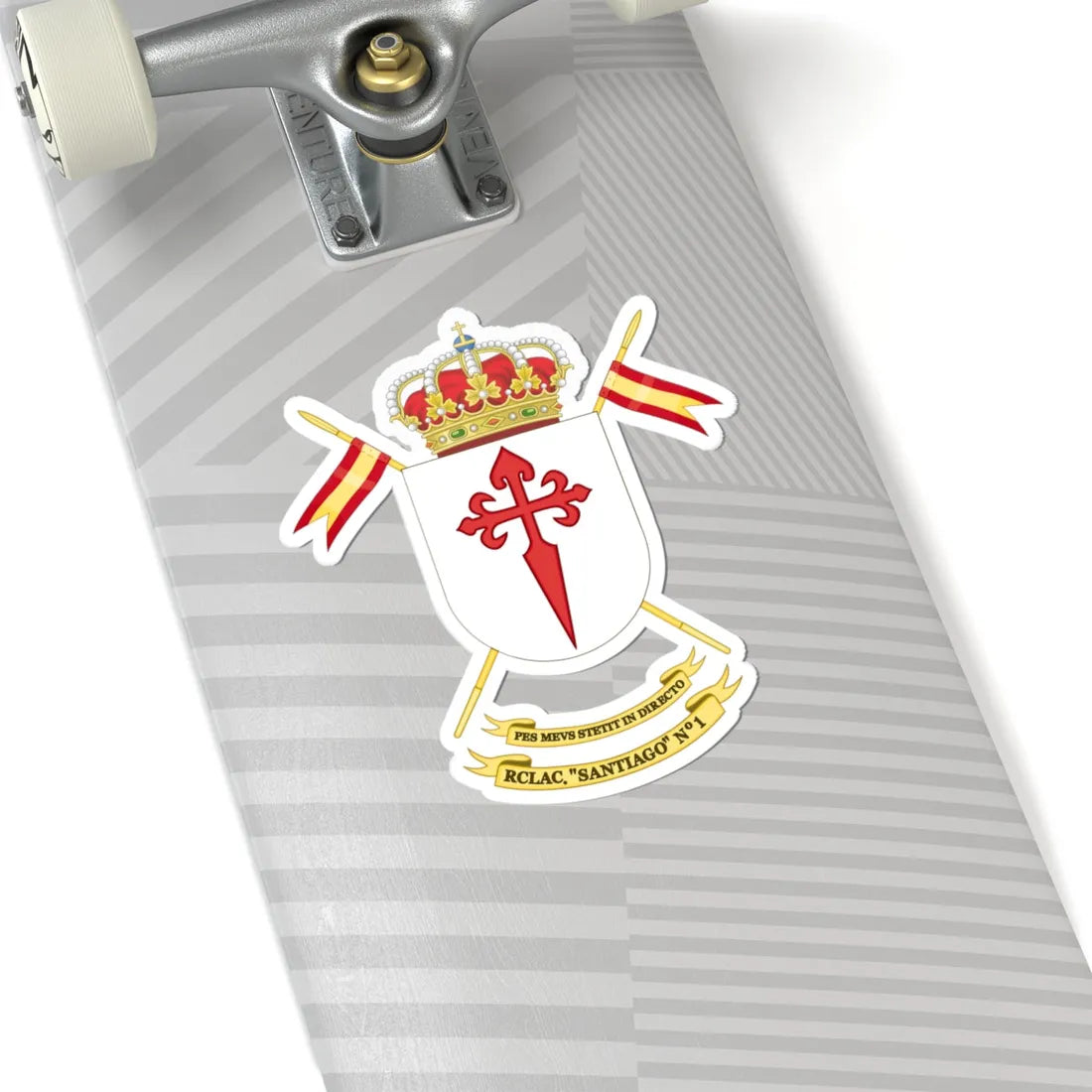 Coat of Arms of the Former1st Light Armored Cavalry Regiment Santiago (Spain) (Coat of Arms) STICKER Vinyl Kiss-Cut Decal - The Sticker Space