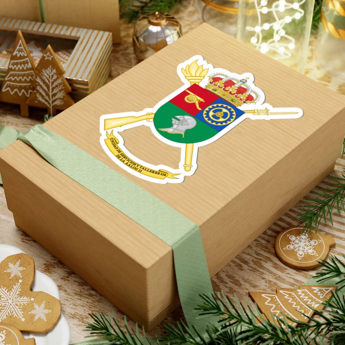 Coat of Arms of the Spanish Army 112th Logistics Services and Mechanical Workshops Unit (Spain) (Coat of Arms) STICKER Vinyl Kiss-Cut Decal - The Sticker Space