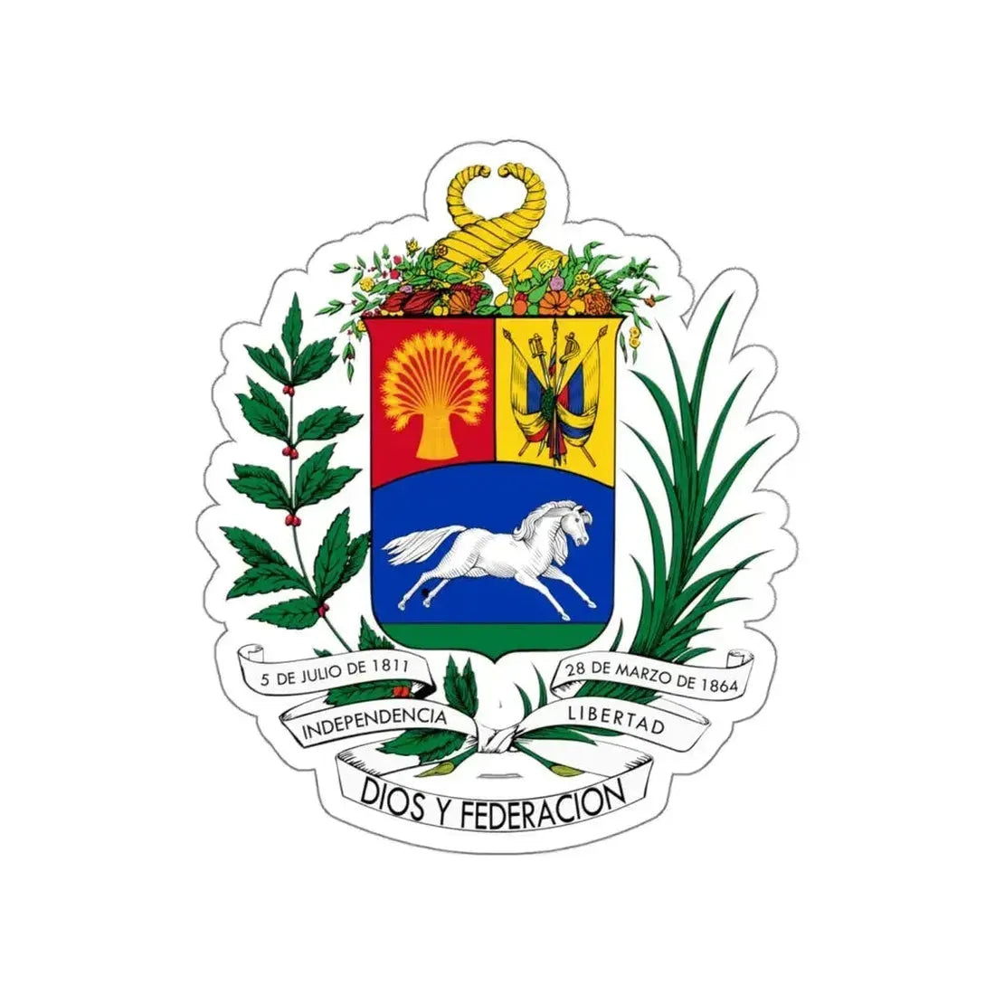 Coat of arms of Venezuela (1871) STICKER Vinyl Die-Cut Decal - The Sticker Space