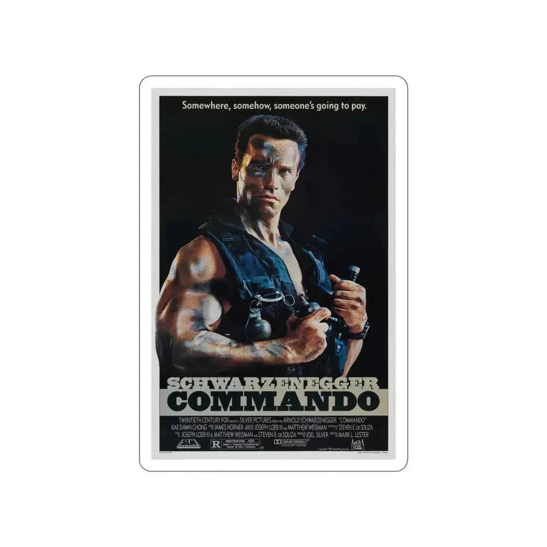 COMMANDO 1985 Movie Poster STICKER Vinyl Die-Cut Decal - The Sticker Space