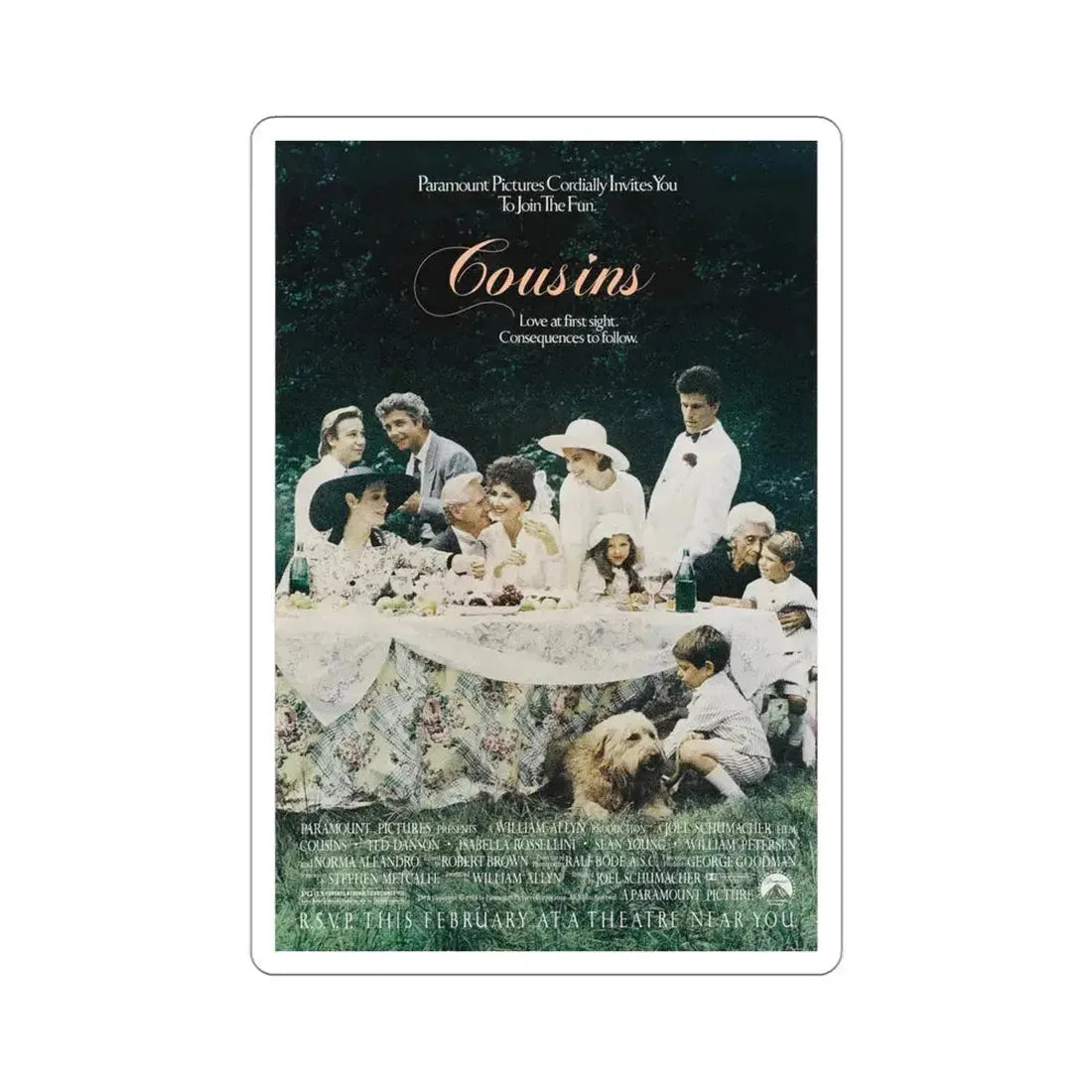 Cousins 1989 Movie Poster STICKER Vinyl Die-Cut Decal - The Sticker Space
