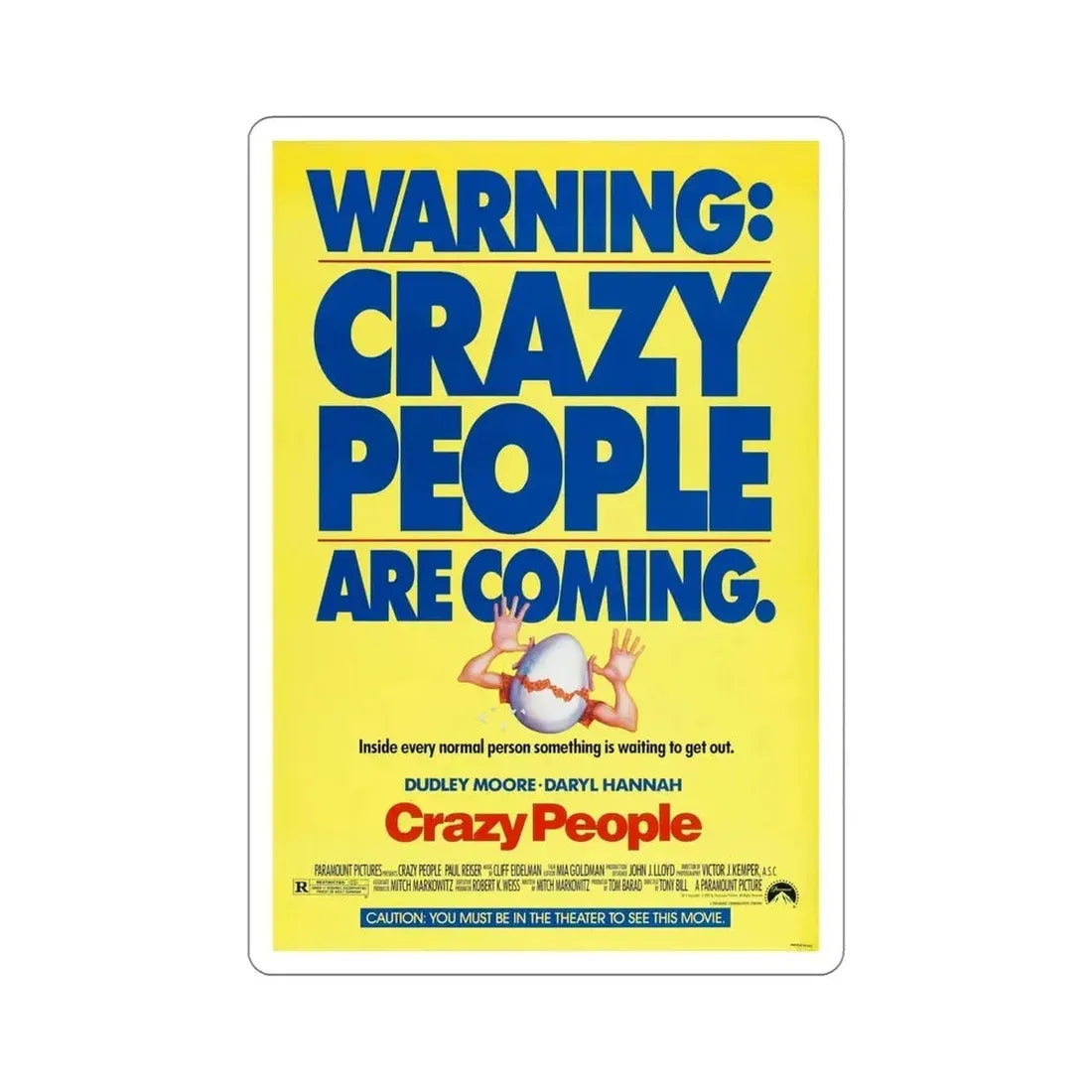 Crazy People 1990 Movie Poster STICKER Vinyl Die-Cut Decal - The Sticker Space