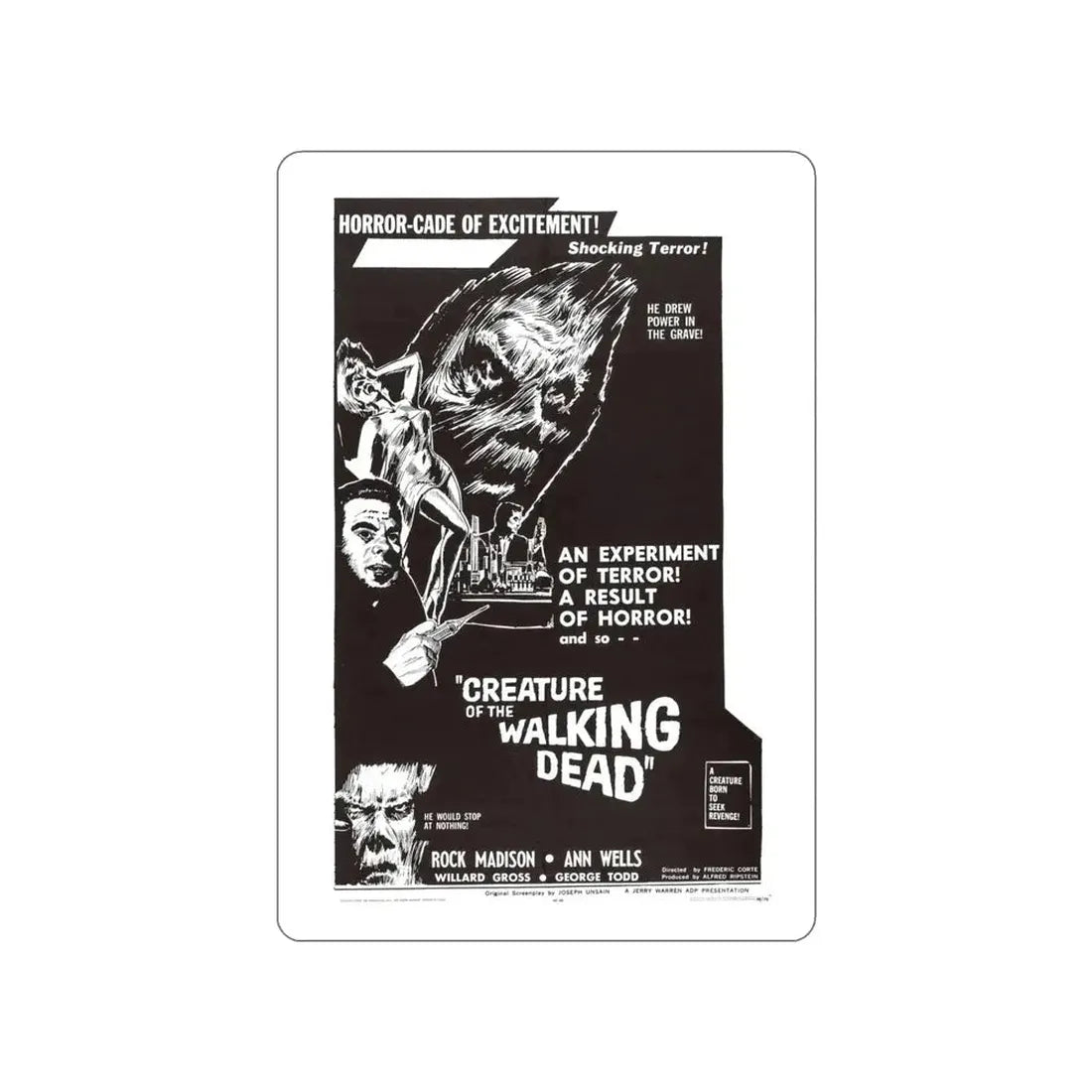 CREATURE OF THE WALKING DEAD 1965 Movie Poster STICKER Vinyl Die-Cut Decal - The Sticker Space