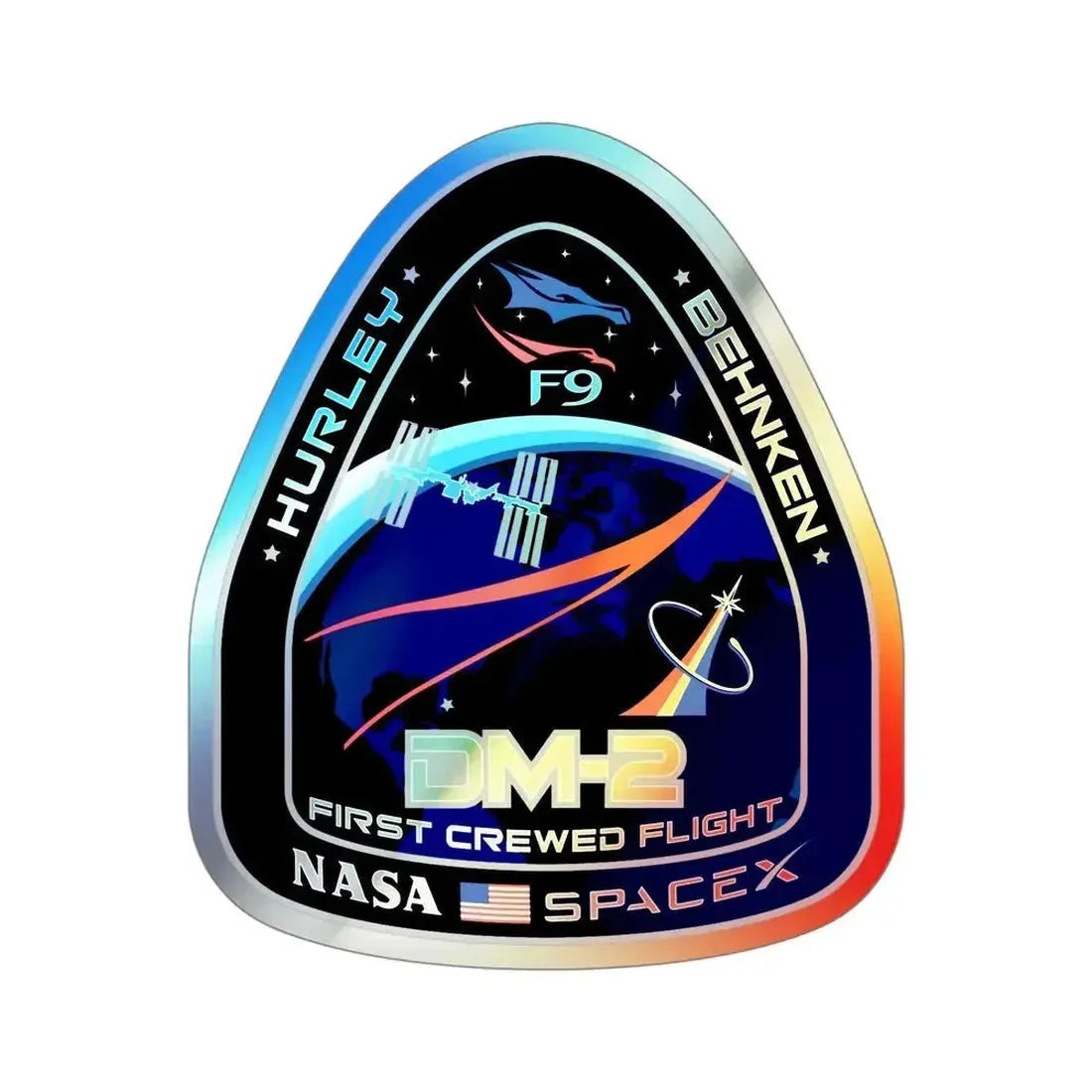 Crew Dragon Demo-2 (SpaceX) Holographic STICKER Die-Cut Vinyl Decal - The Sticker Space