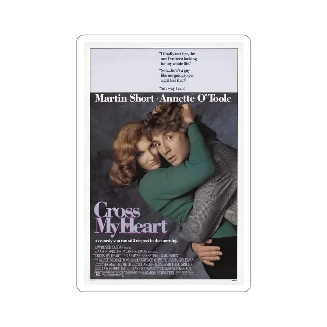 Cross My Heart 1987 Movie Poster STICKER Vinyl Die-Cut Decal - The Sticker Space