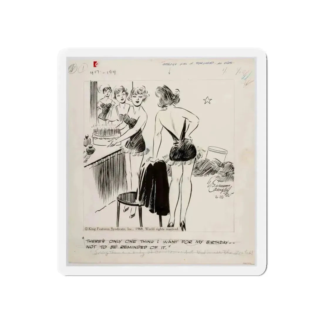 Cuties Single Panel Gag Comic Strip (Magazine Illustration) Refrigerator Magnet - The Sticker Space