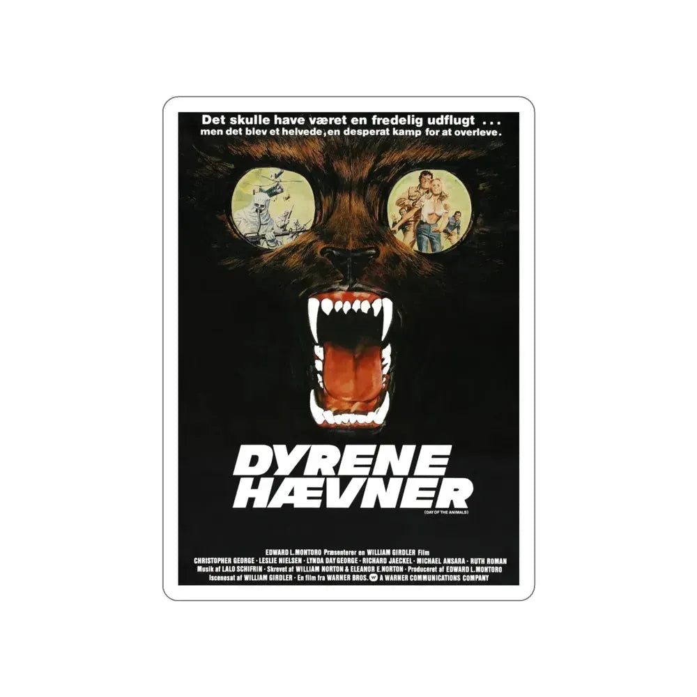 DAY OF THE ANIMALS (DANISH) 1977 Movie Poster STICKER Vinyl Die-Cut Decal 4 Inch - The Sticker Space