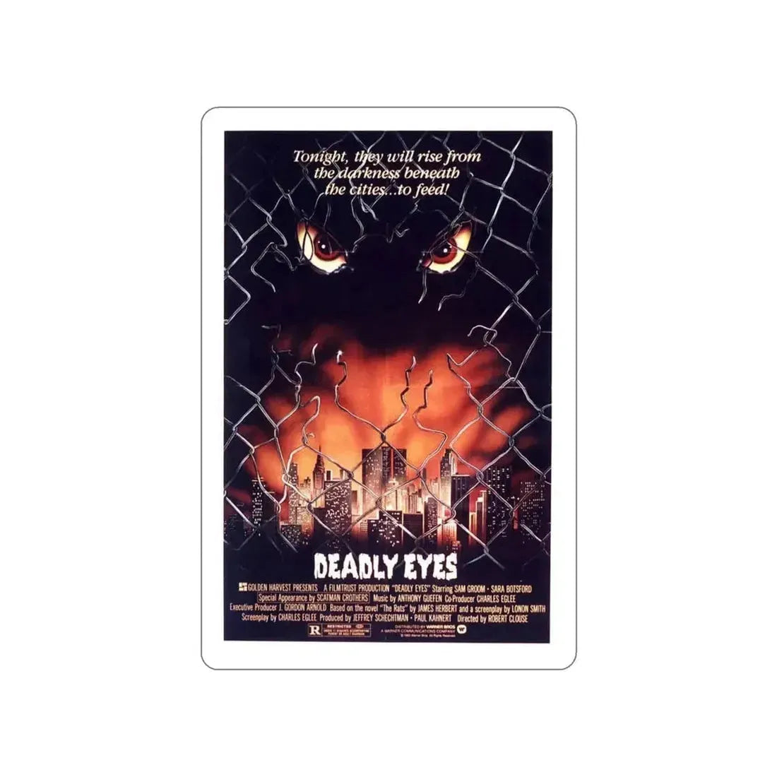 DEADLY EYES 1982 Movie Poster STICKER Vinyl Die-Cut Decal - The Sticker Space
