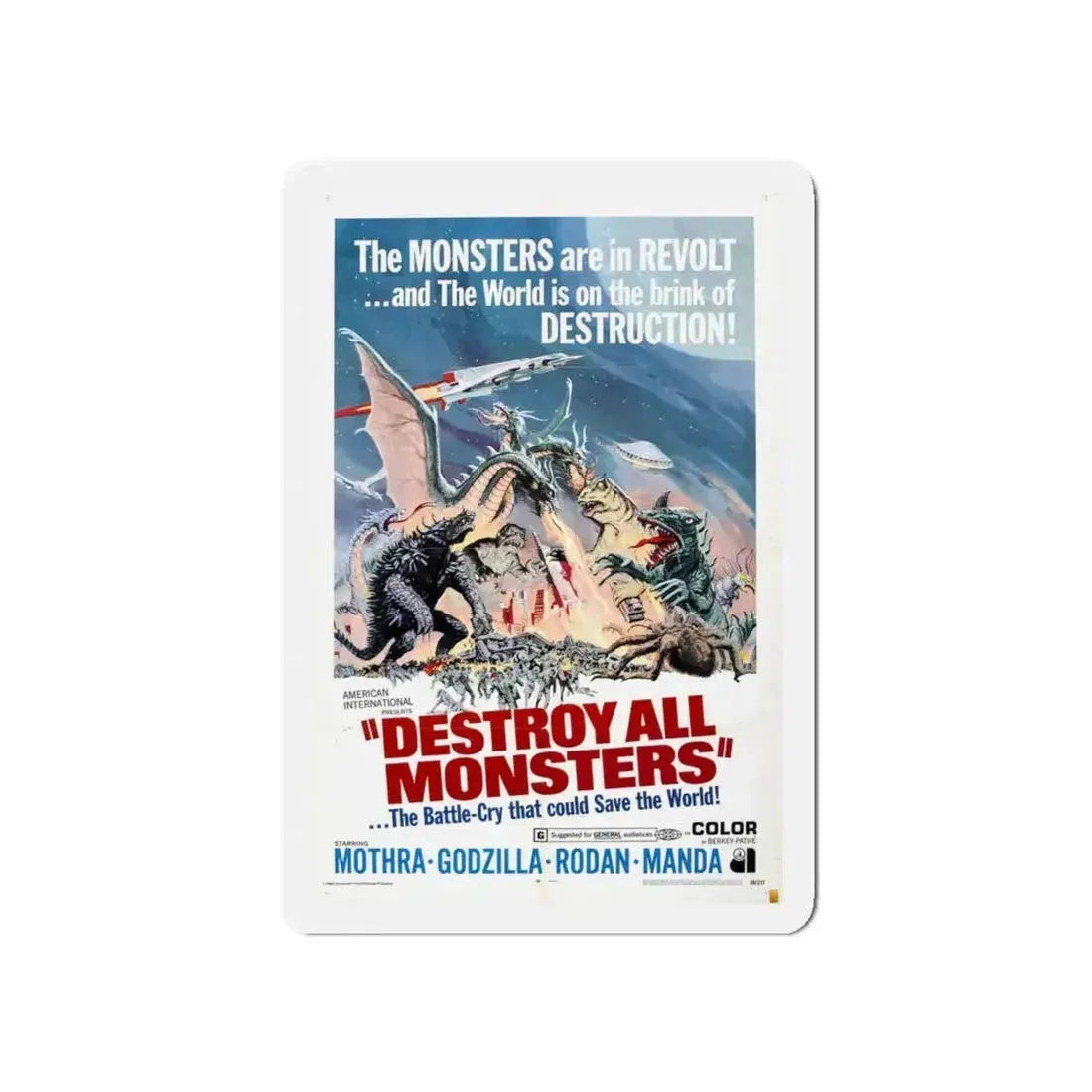 DESTROY ALL MONSTERS (GODZILLA) 1968 Movie Poster - Refrigerator Magnet - The Sticker Space
