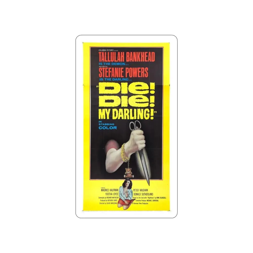 DIE! DIE! MY DARLING! (2) 1965 Movie Poster STICKER Vinyl Die-Cut Decal - The Sticker Space