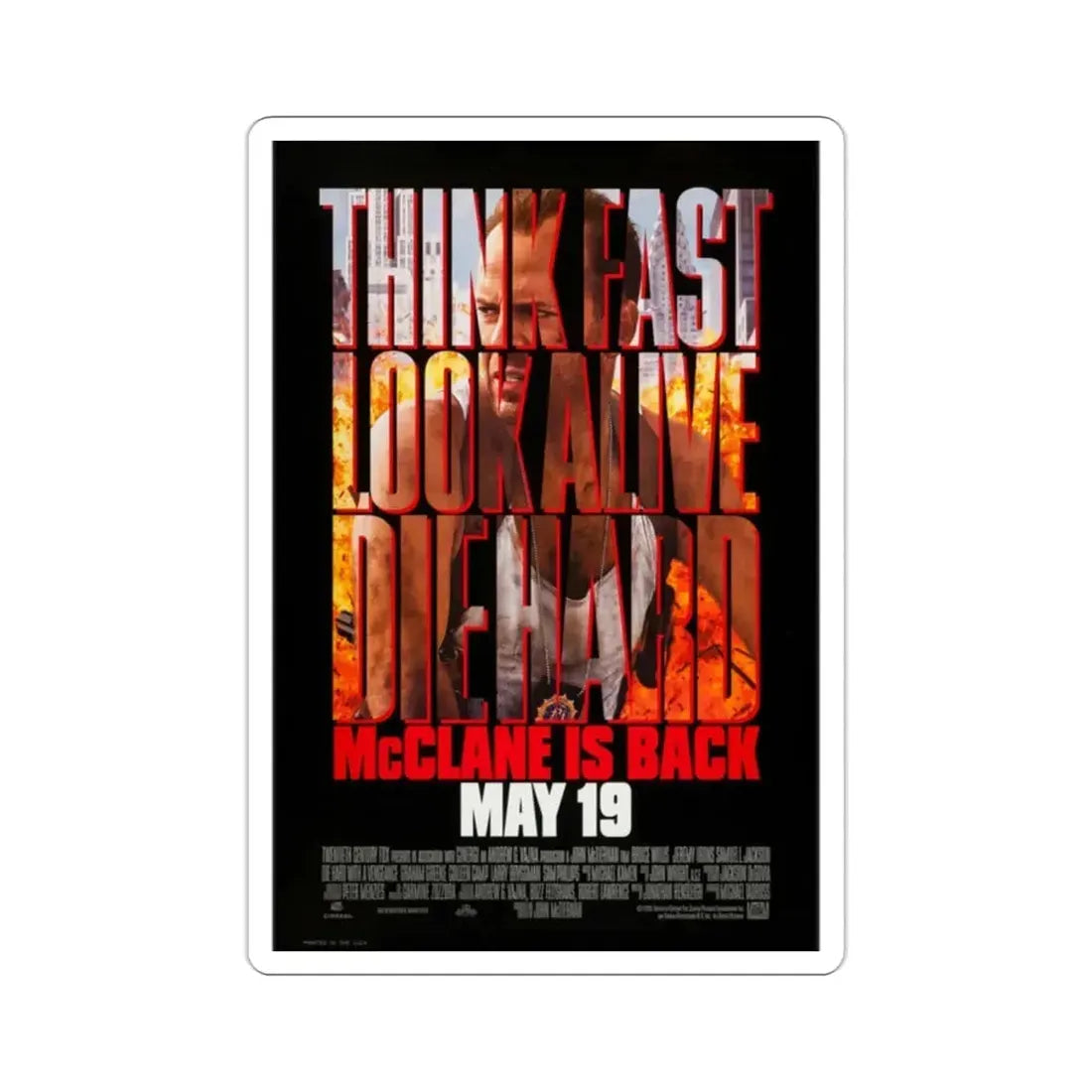 Die Hard With A Vengeance 1995 Movie Poster STICKER Vinyl Die-Cut Decal - The Sticker Space