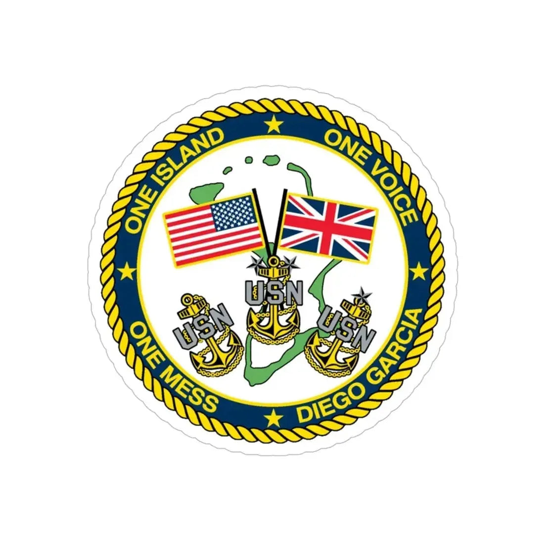 Diego Garcia One Mess (U.S. Navy) Transparent STICKER Die-Cut Vinyl Decal - The Sticker Space