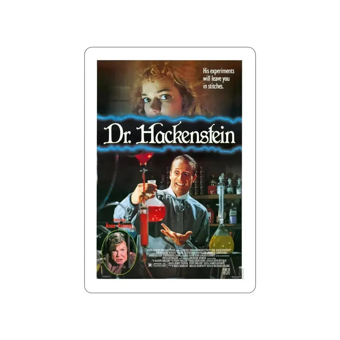 DR. HACKENSTEIN 1988 Movie Poster STICKER Vinyl Die-Cut Decal - The Sticker Space
