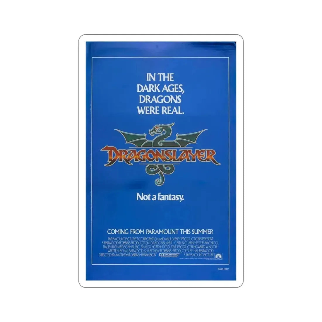 Dragonslayer 1981 Movie Poster STICKER Vinyl Die-Cut Decal - The Sticker Space