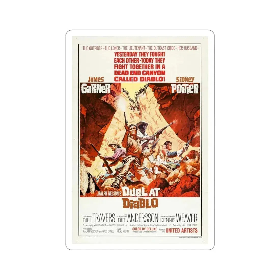 Duel at Diablo 1966 Movie Poster STICKER Vinyl Die-Cut Decal - The Sticker Space