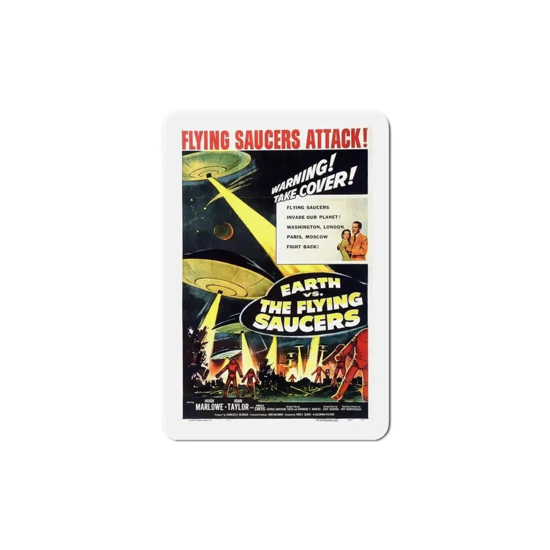 Earth vs the Flying Saucers 1956 Movie Poster Refrigerator Magnet - The Sticker Space
