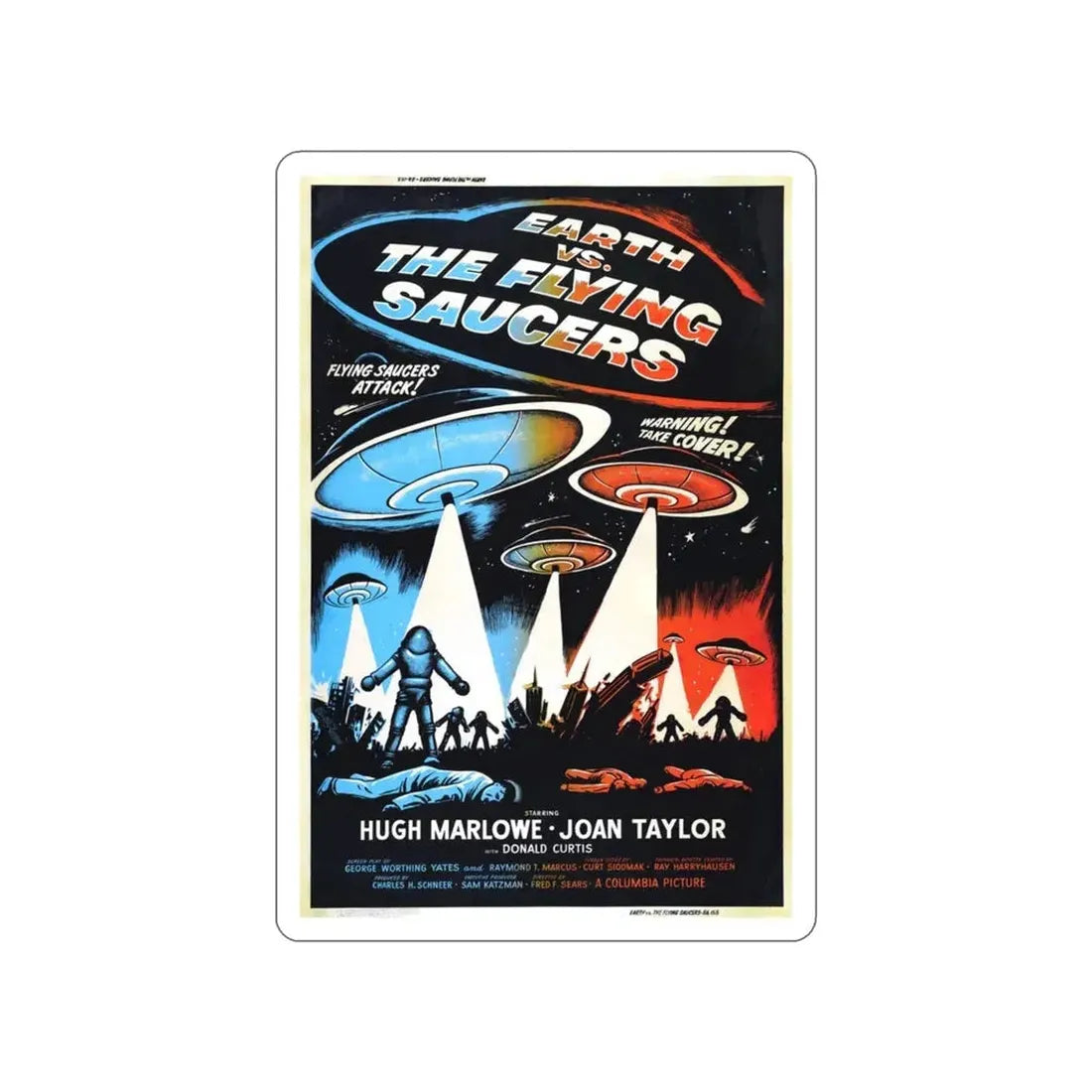 EARTH VS THE FLYING SAUCERS (2) 1956 Movie Poster STICKER Vinyl Die-Cut Decal - The Sticker Space