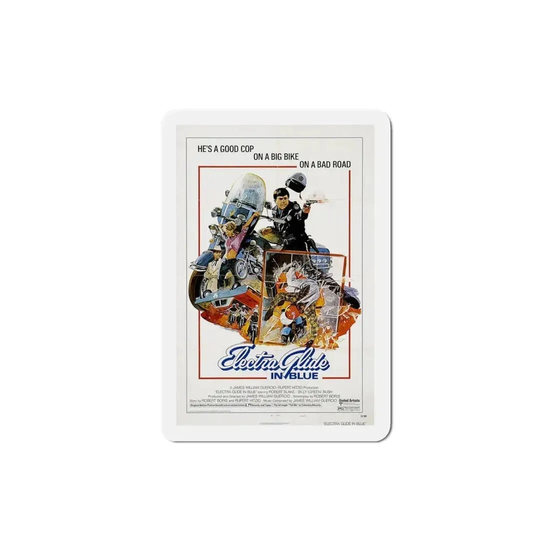 Electra Glide in Blue 1973 Movie Poster Refrigerator Magnet - The Sticker Space