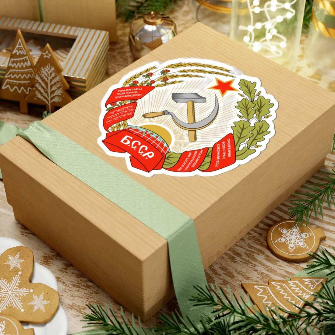 Emblem of the Byelorussian SSR 1927-1937 (Russia) (Coat of Arms) STICKER Vinyl Kiss-Cut Decal - The Sticker Space