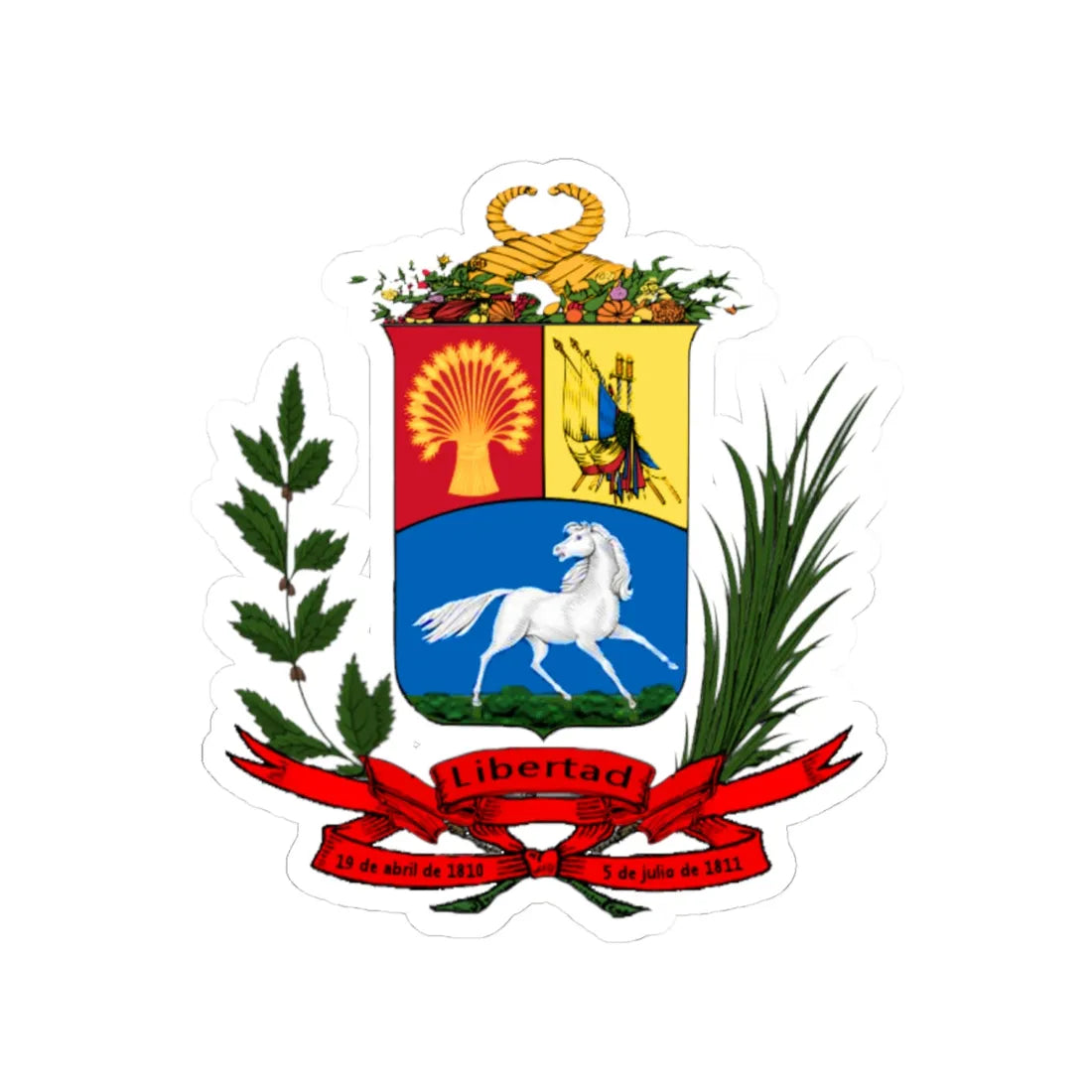 Escudo de Venezuela 1836-1863 (United States) (Coat of Arms) STICKER Vinyl Kiss-Cut Decal - The Sticker Space